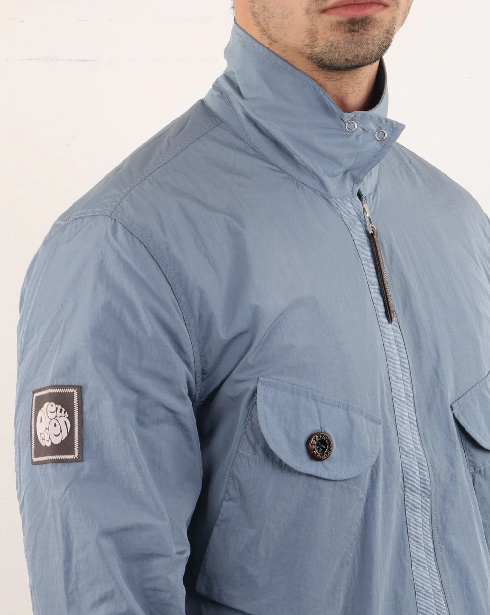 Pretty Green Metal Zip Jacket Blue - Image 2