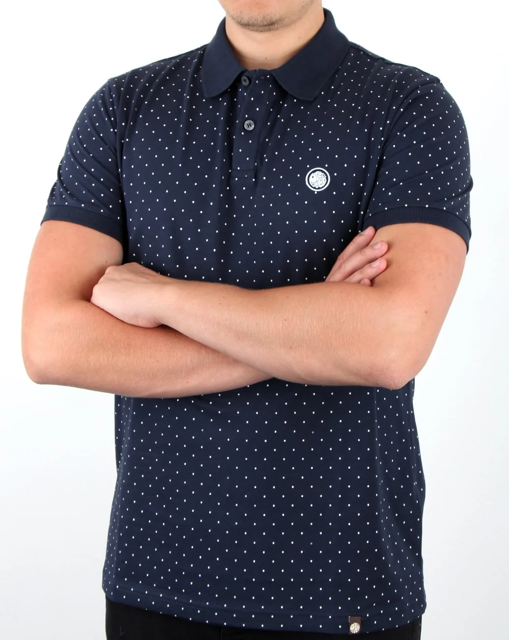 Pretty Green Polka Dot Polo Navy - Image 3