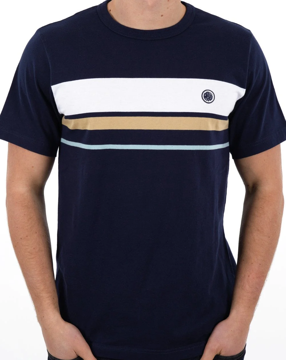 Pretty Green Prestleigh Chest Stripe T-shirt Navy - Image 3