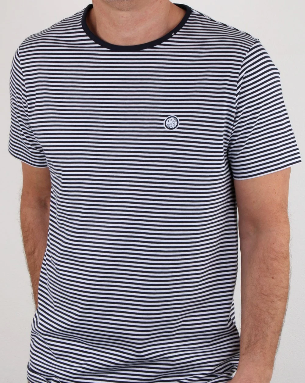 Pretty Green Striped Feeder T Shirt Navy - Image 3