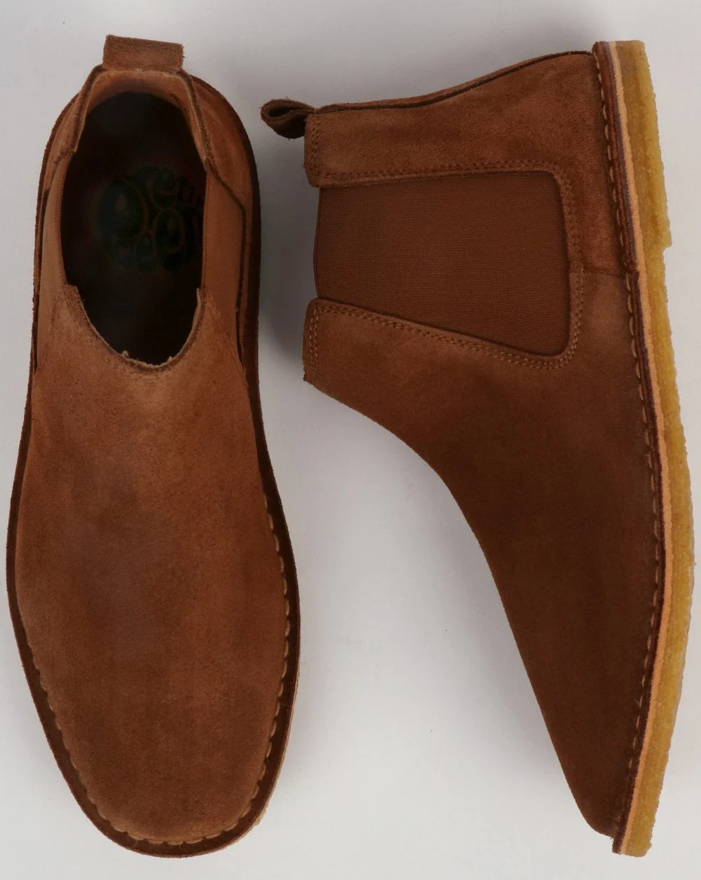 Pretty Green Suede Chelsea Boots Dark Tan - Image 2