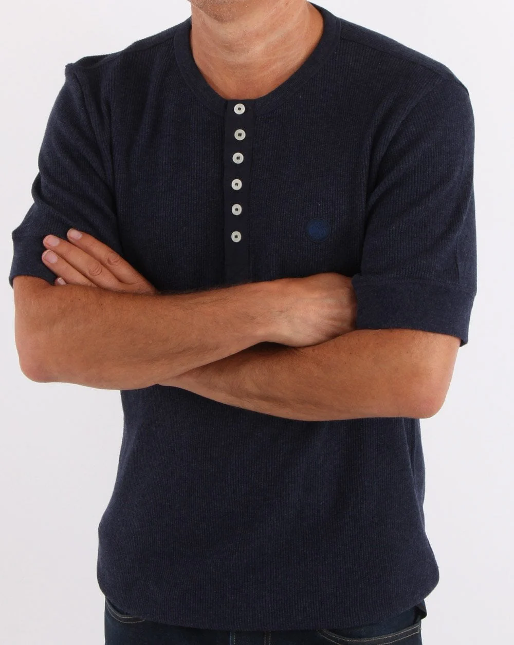 Pretty Green Waffle T-shirt Navy - Image 3