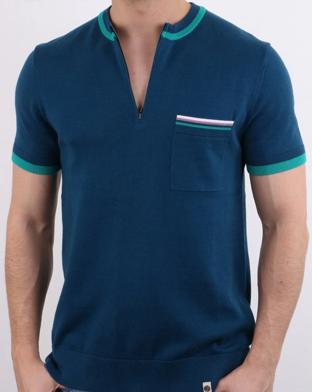 Pretty Green Wenn Knitted T-shirt Blue - Image 2