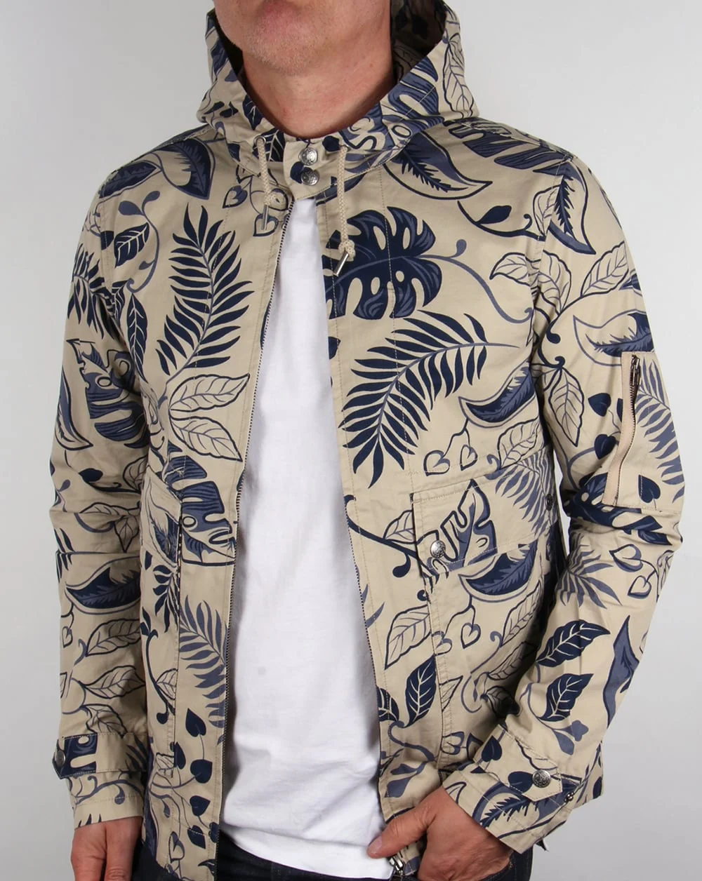 Pretty Green Wren Printed Jacket Navy/stone - Image 2
