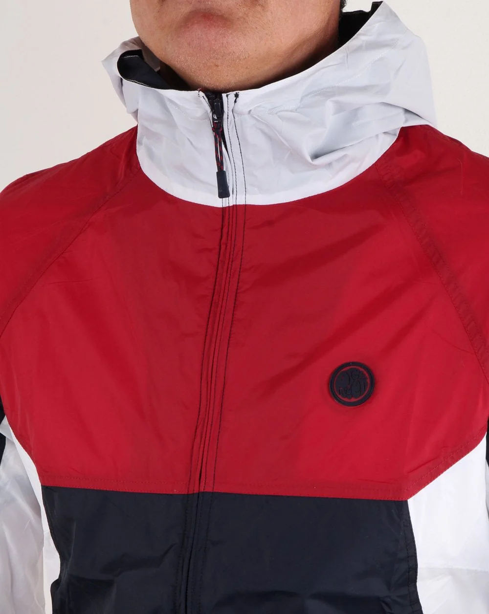 Pretty Green Zip Through Hooded Contrast Jacket Red/navy - Image 2