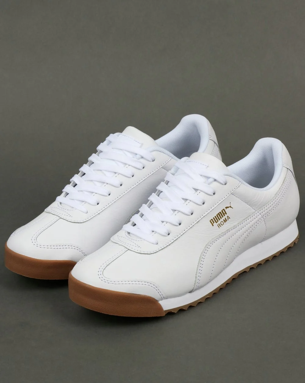 Puma Roma Classic Gum Trainers White/Gum - Image 3