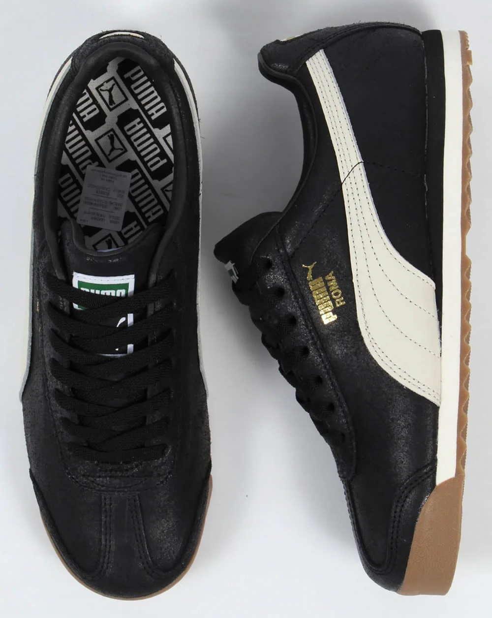 Puma Roma Leather Trainers Black/White - Image 2