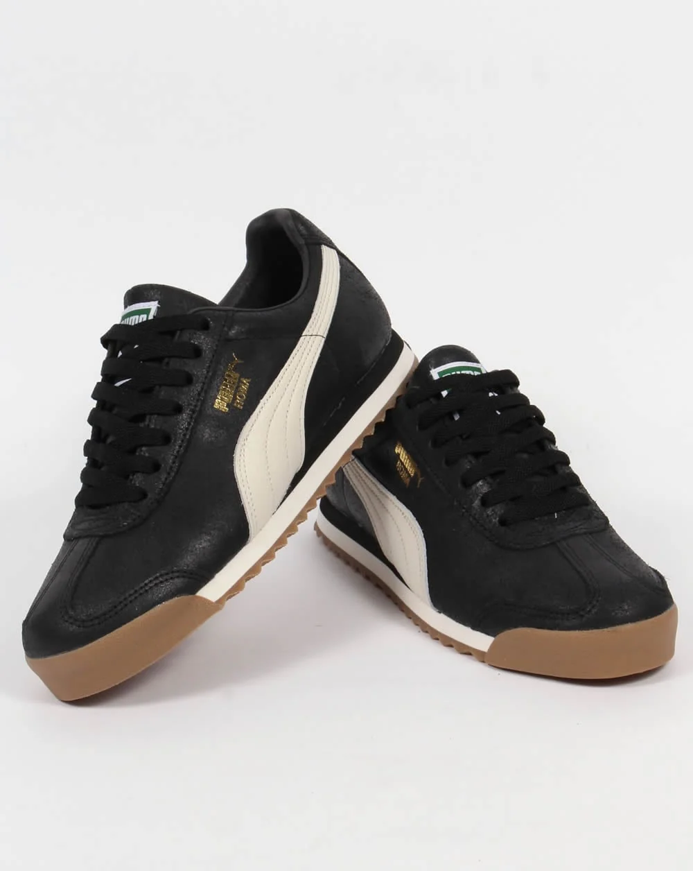 Puma Roma Leather Trainers Black/White - Image 3