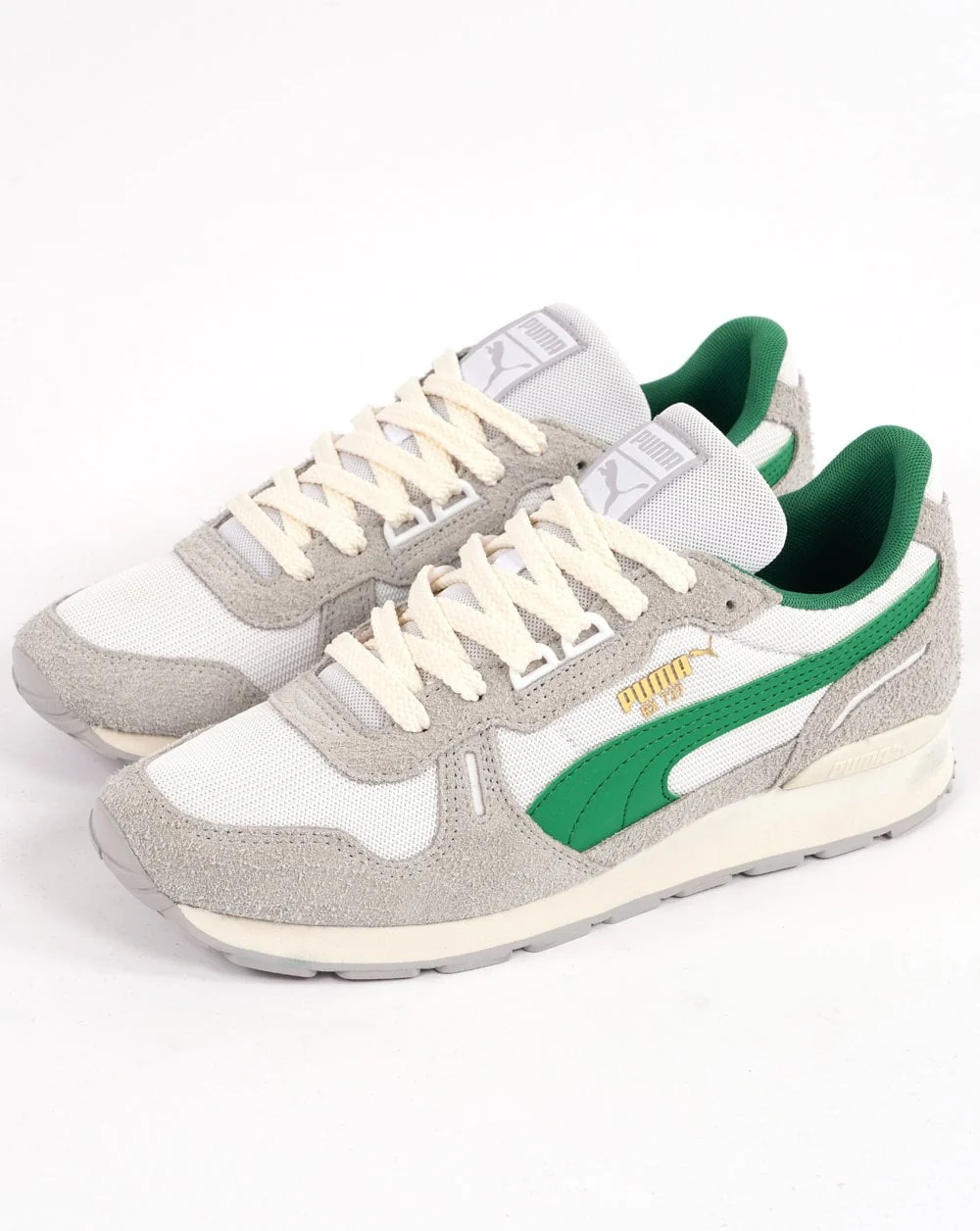 Puma RX 737 Vintage Trainer White Green Light Grey - Image 2