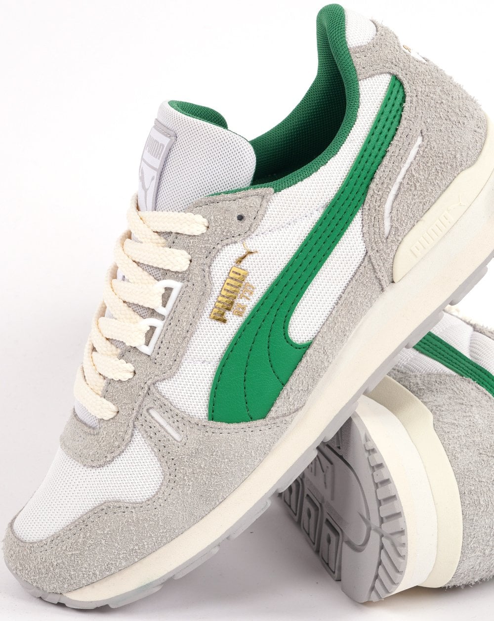 Puma RX 737 Vintage Trainer White Green Light Grey - Image 3