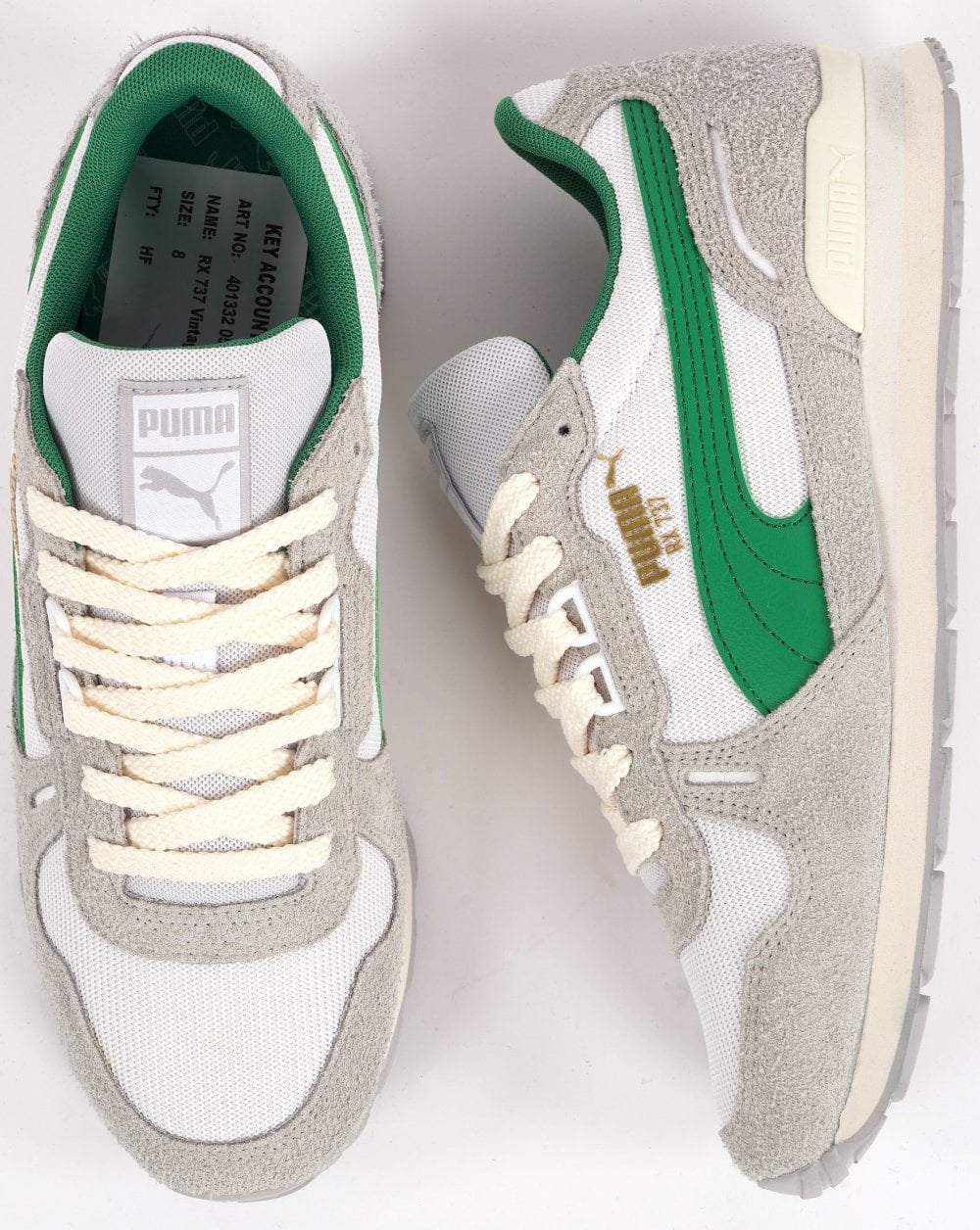 Puma RX 737 Vintage Trainer White Green Light Grey - Image 5