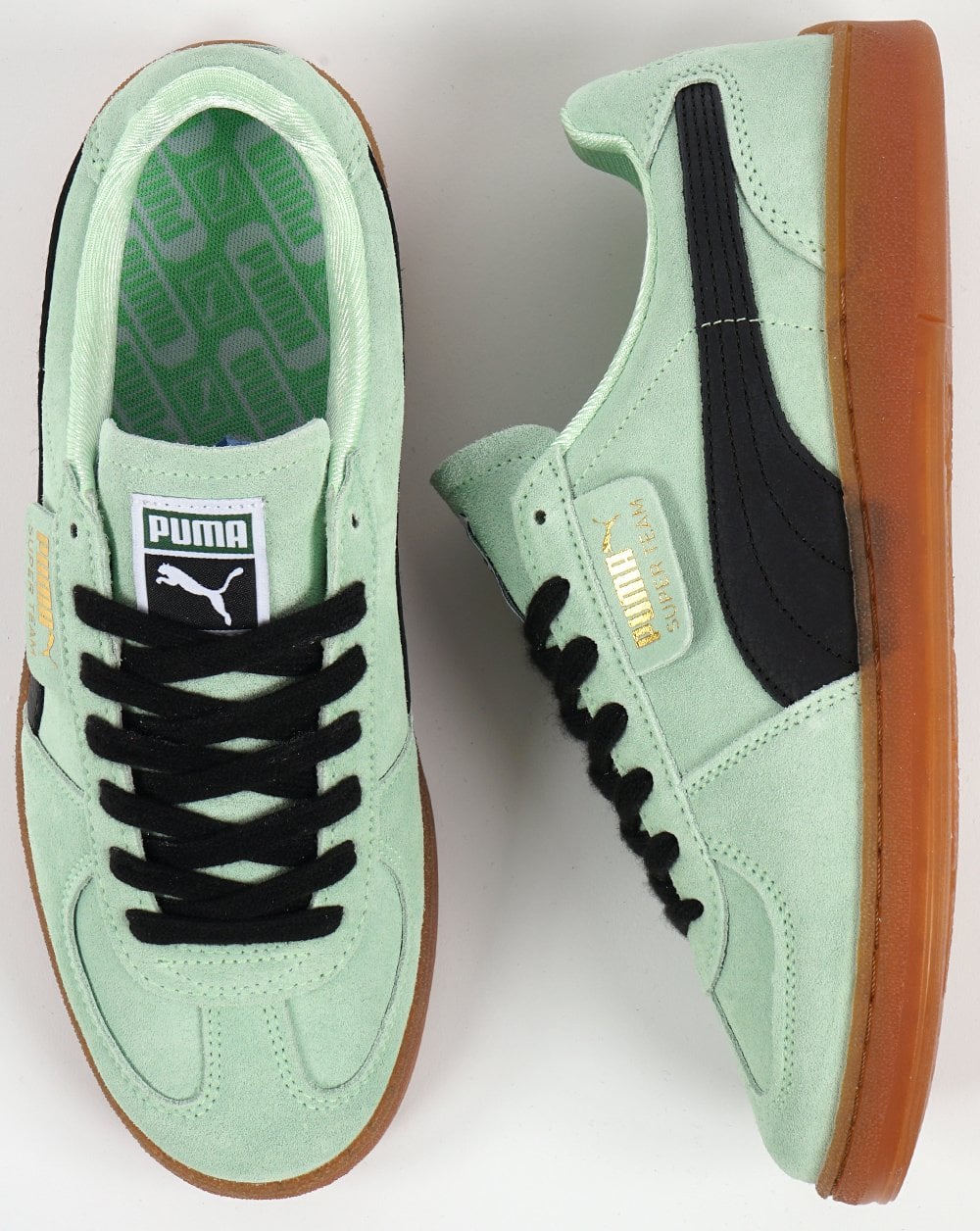 Puma Super Team Suede Trainer Mint/Gum - Image 4