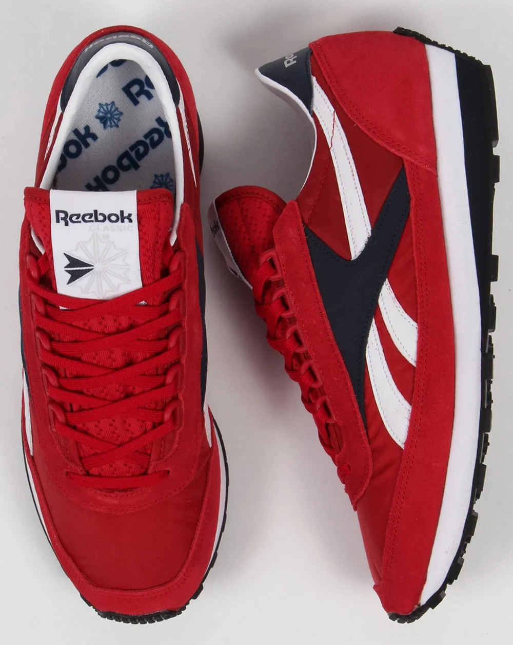 Reebok Aztec Retro Trainers Flash Red/Navy - Image 2