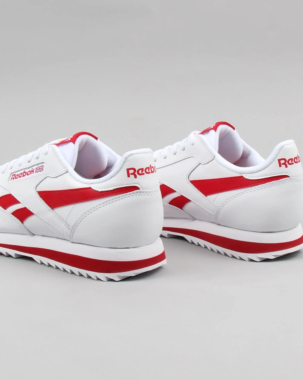 Reebok CL Ripple Leather Trainers White/Red - Image 4