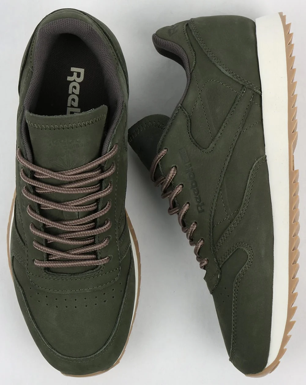 Reebok Classic Leather Ripple Trainers Hunter Green/Grey - Image 2