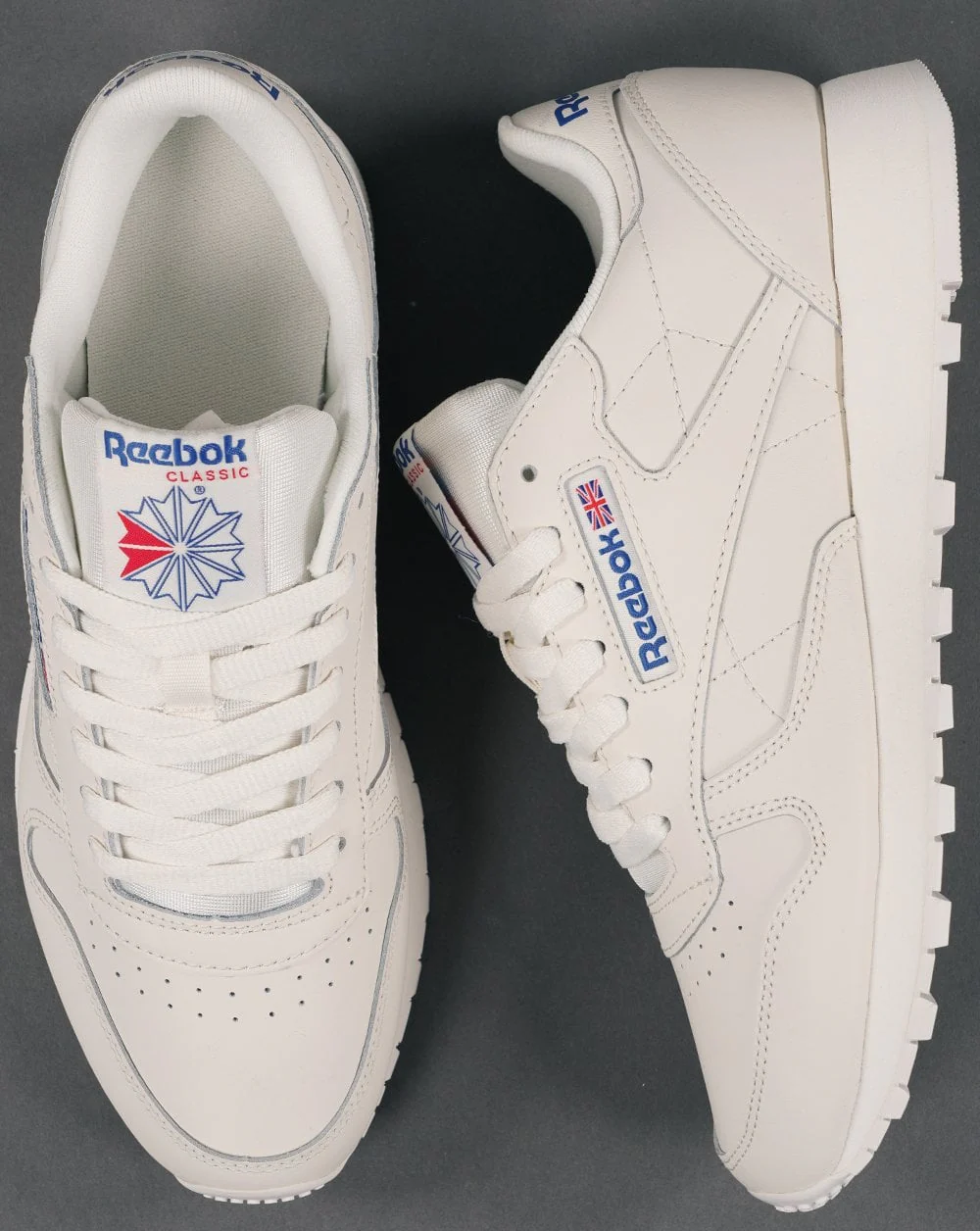 Reebok Classic Leather Trainers Chalk/Blue/Red - Image 4