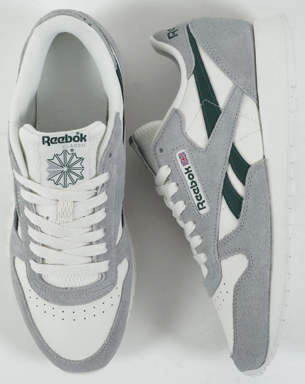Reebok Classic Leather Trainers Chalk White / Grey / green - Image 4