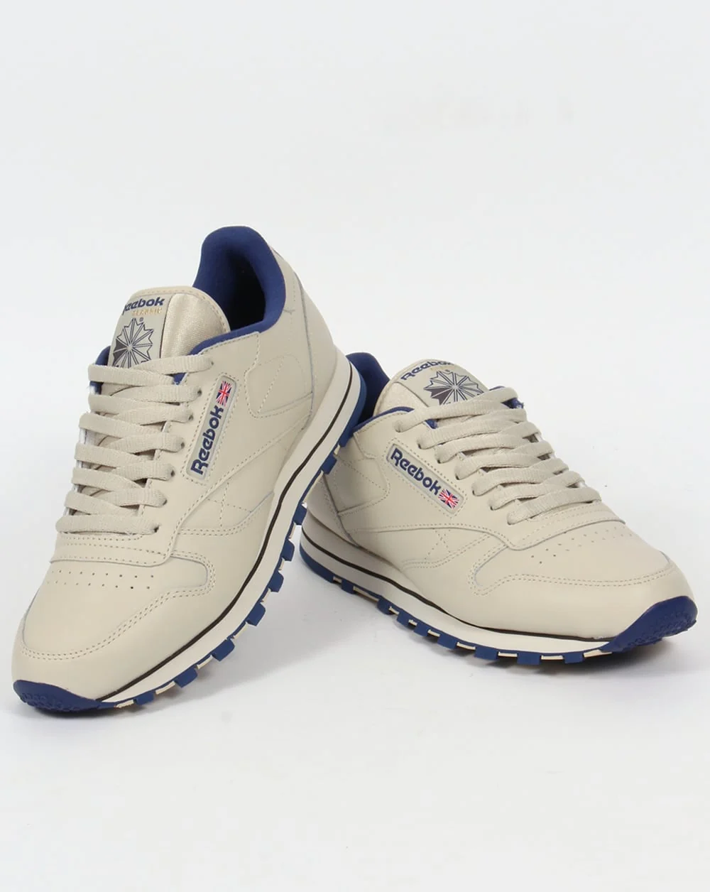 Reebok Classic Leather Trainers Ecru/Navy - Image 3