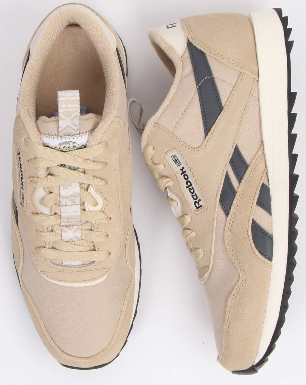 Reebok Classic Nylon Ripple Trainers Beige/Grey - Image 2