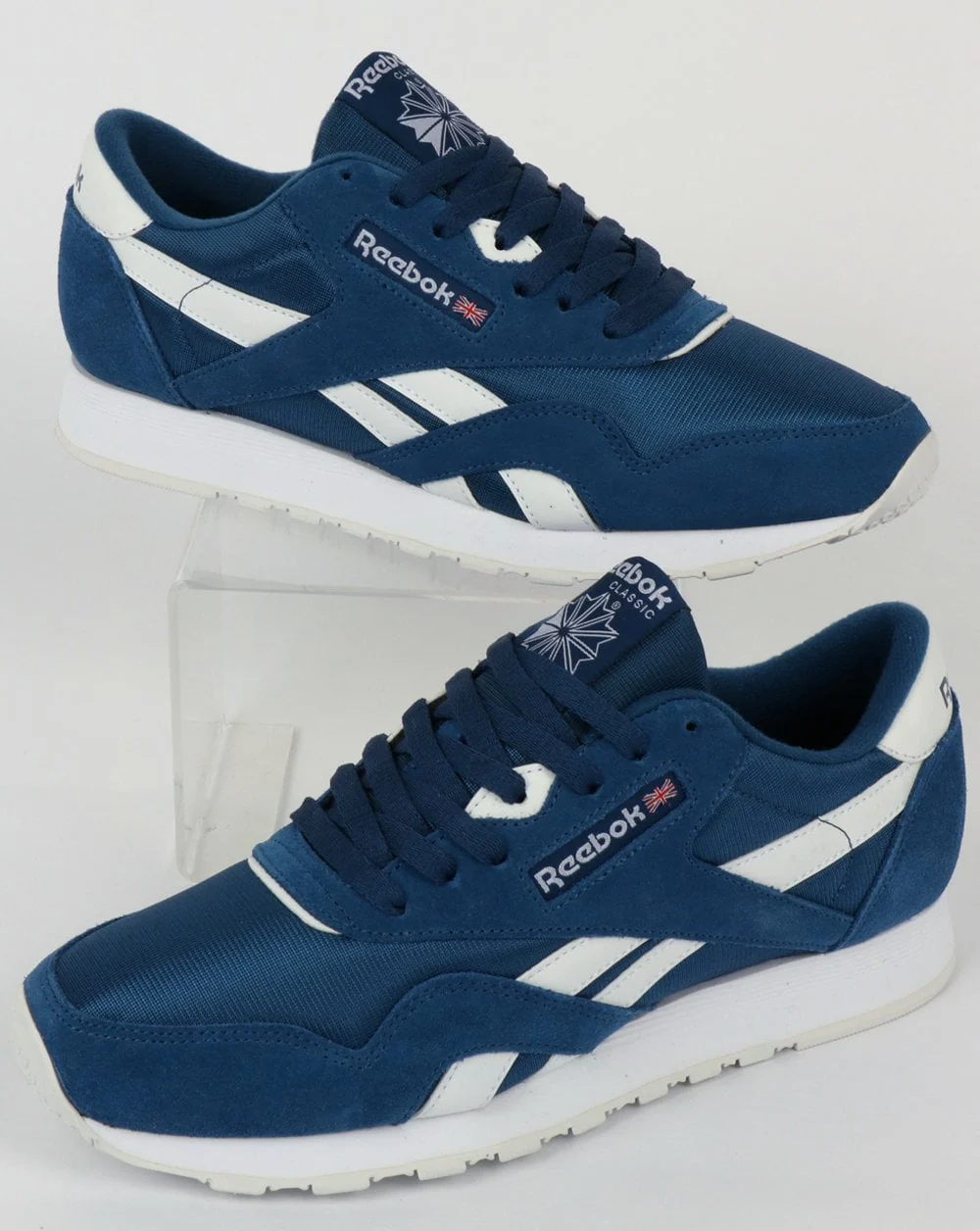 Reebok Classic Nylon Trainers Bunker Blue/White