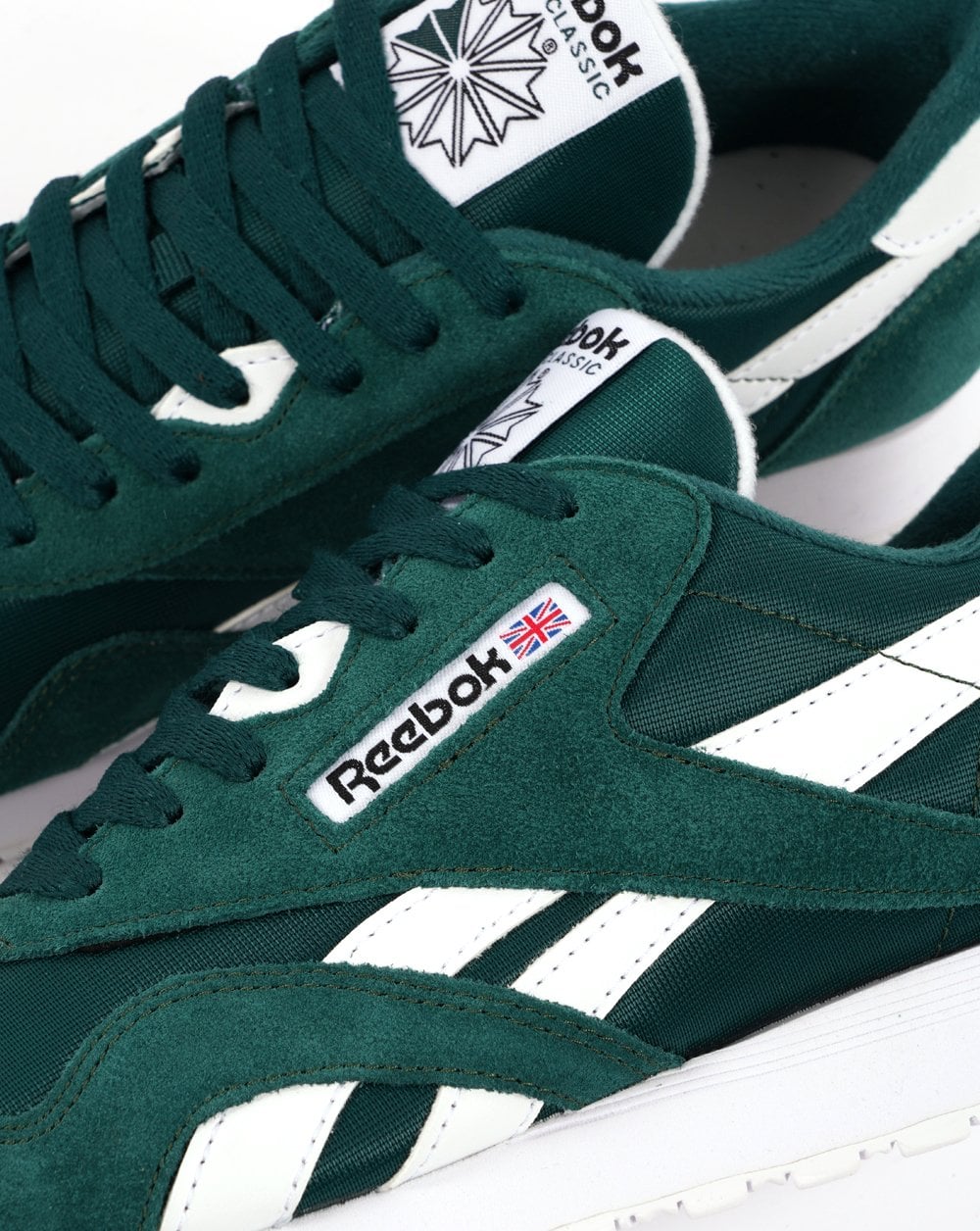 Reebok Classic Nylon Trainers Green/White - Image 3