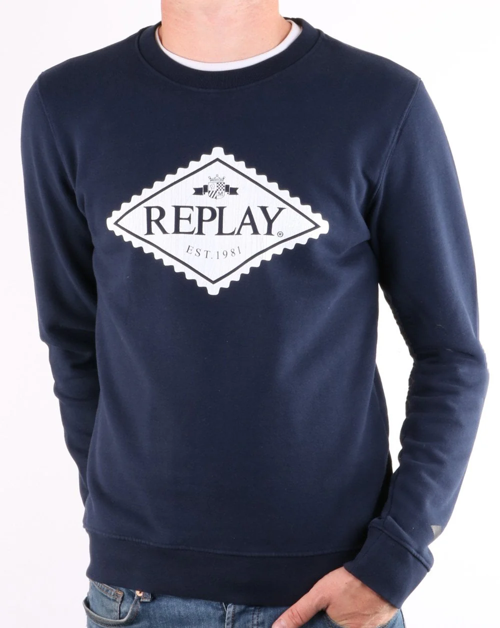 Replay Logo Sweatshirt Navy - Image 2