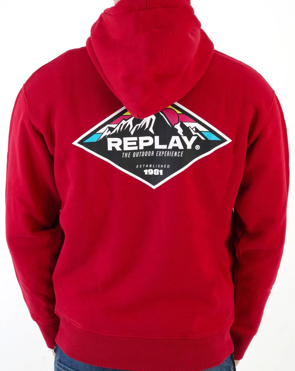 Replay Mountain Print Hooded Sweatshirt Chilli Red - Image 3