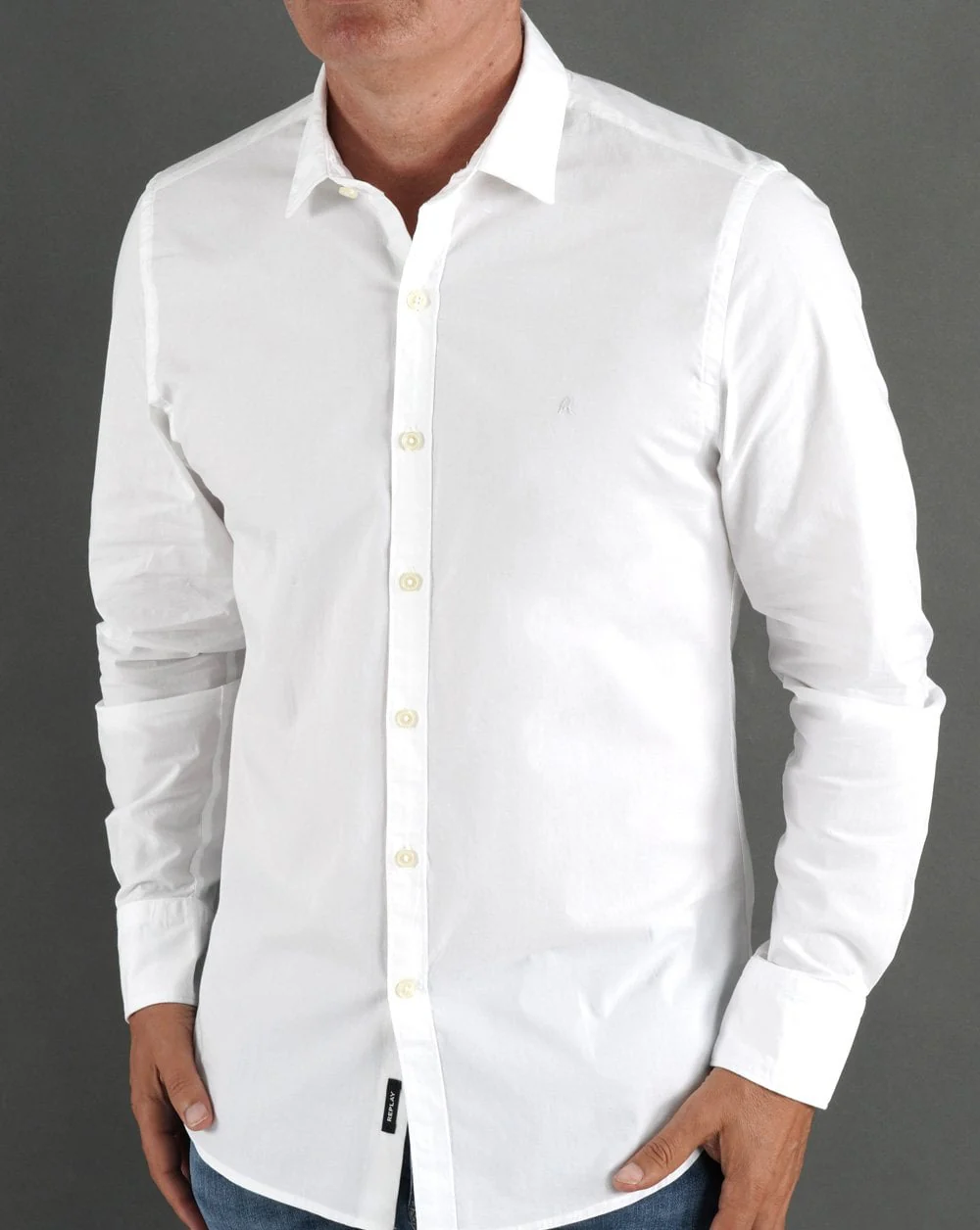 Replay Poplin Cotton Shirt White - Image 4
