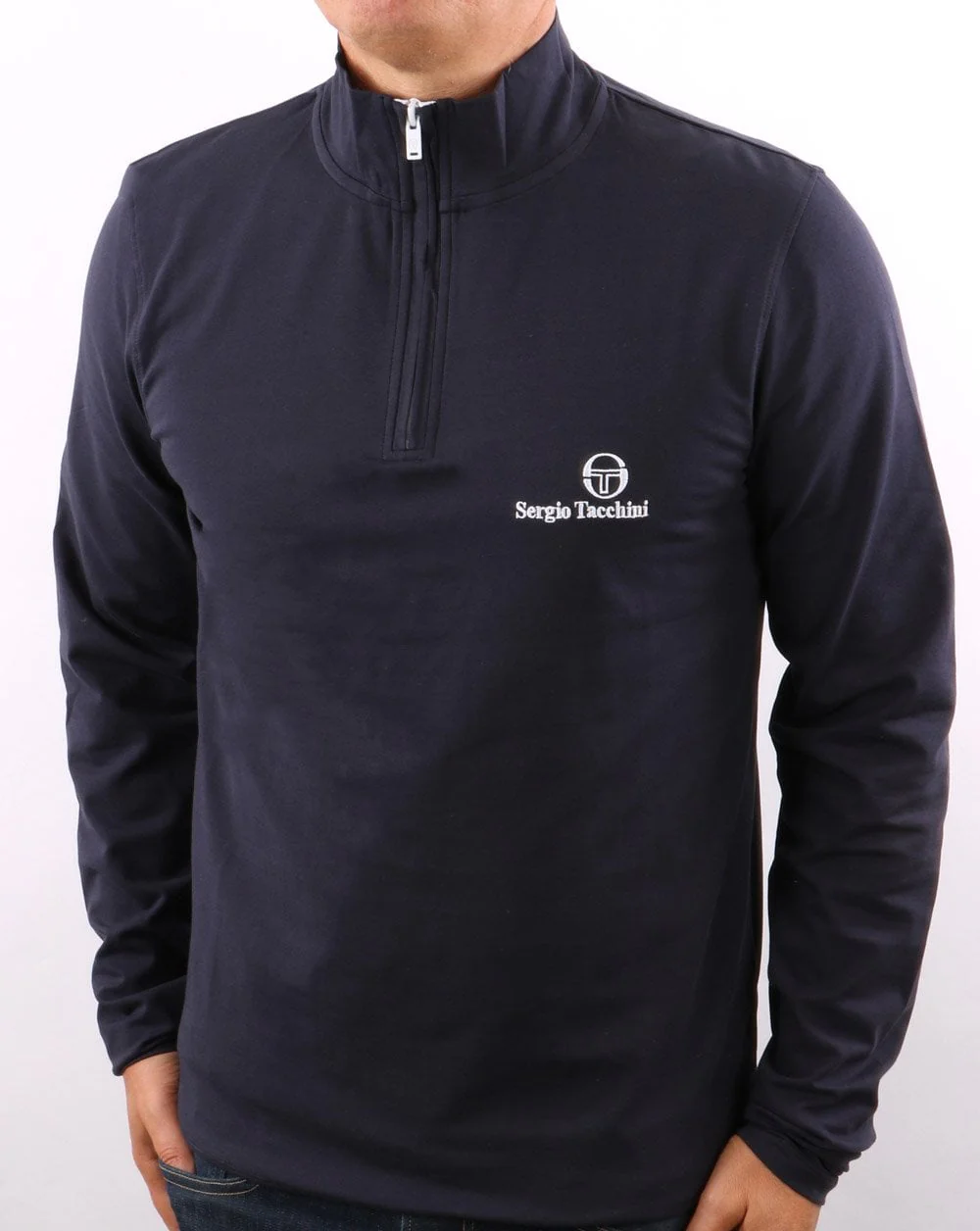 Sergio Tacchini 1/4 Zip Long Sleeve Top Navy - Image 2