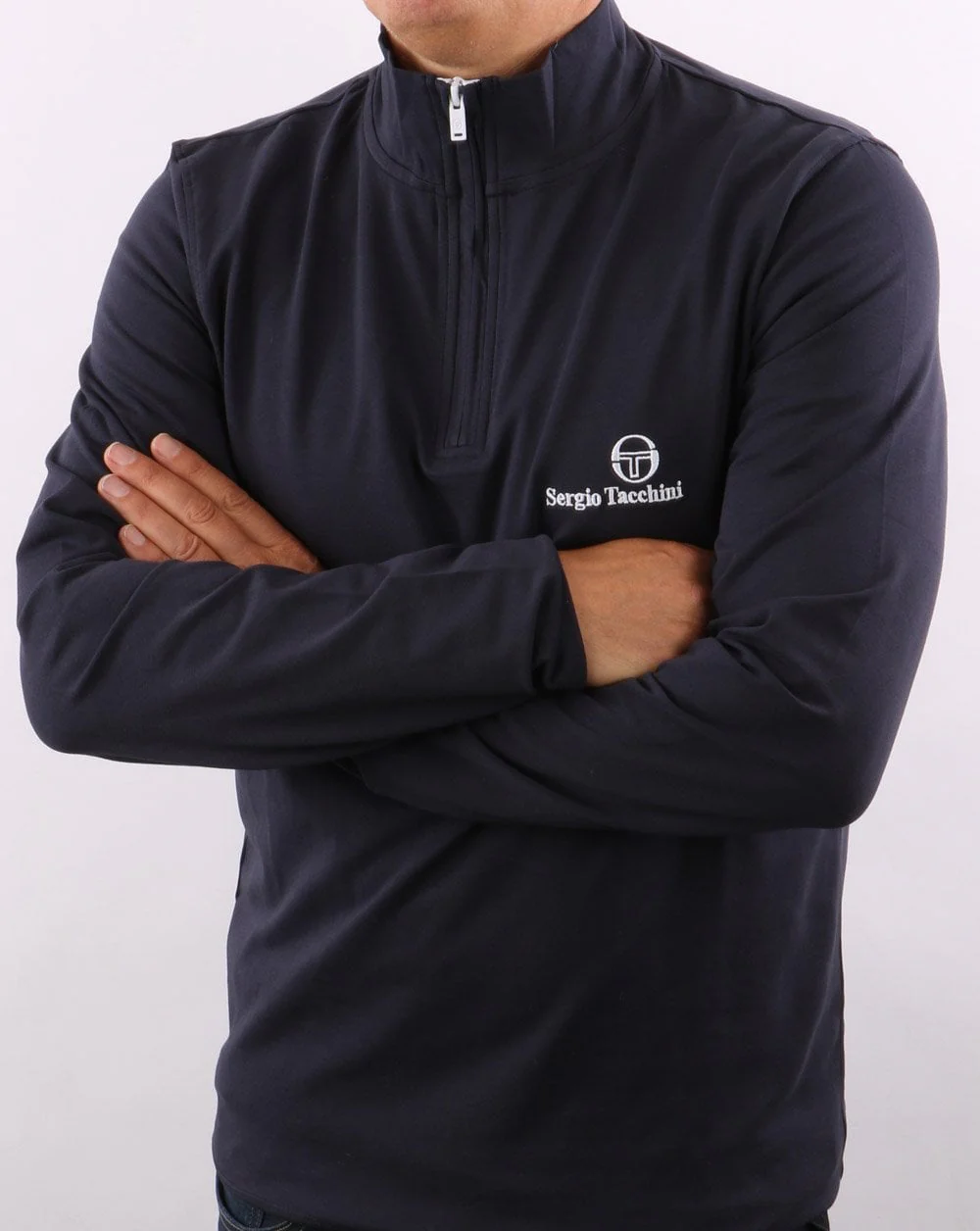 Sergio Tacchini 1/4 Zip Long Sleeve Top Navy - Image 4