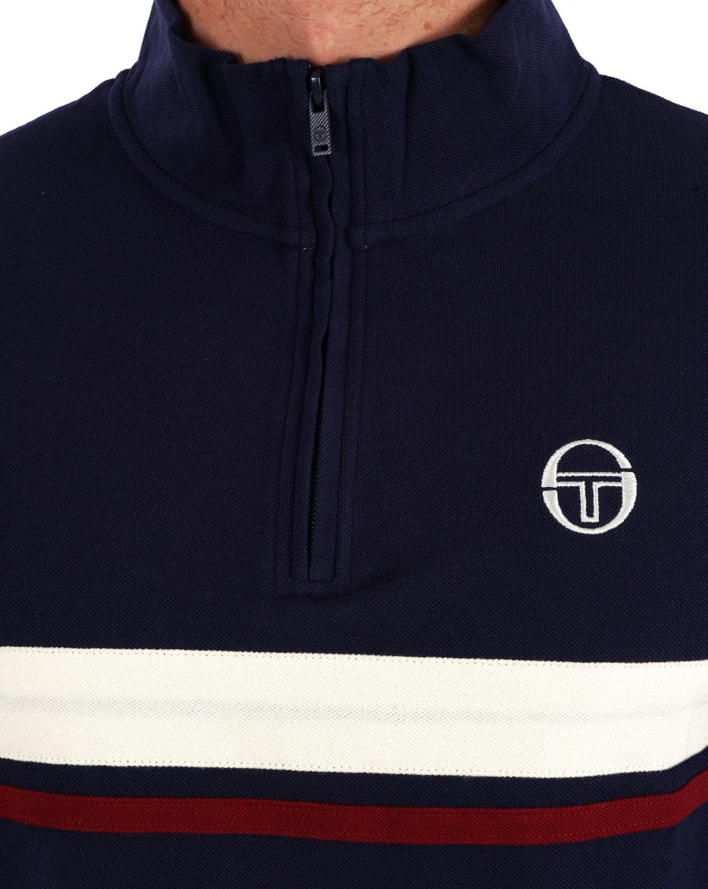 Sergio Tacchini 1/4 Zip Navy - Twin Stripe - Image 3