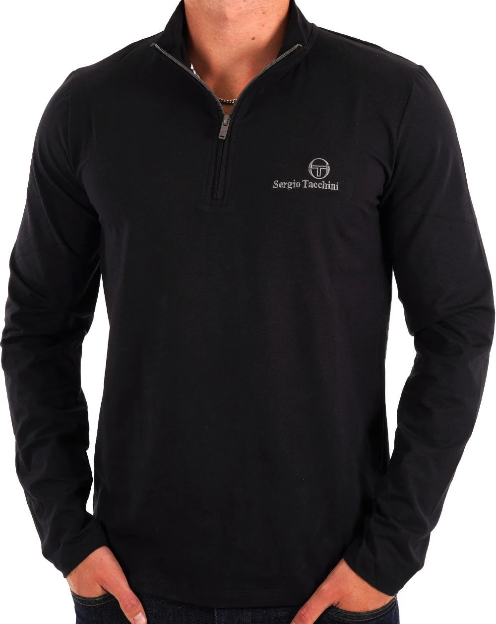 Sergio Tacchini 1/4 Zip Top Black - Image 2