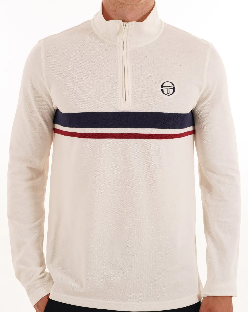 Sergio Tacchini 1/4 Zip Top Off White - Navy - Image 3