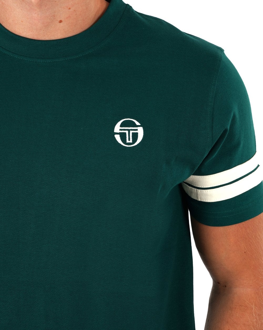 Sergio Tacchini 2 Stripe T Shirt Rainforest Green - Image 2