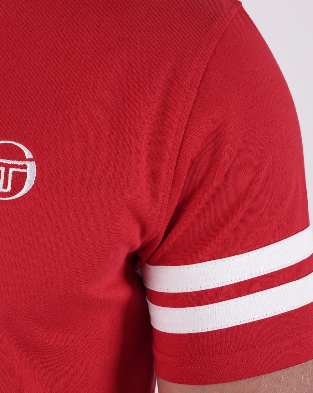 Sergio Tacchini 2 Stripe T Shirt Red White - Image 4