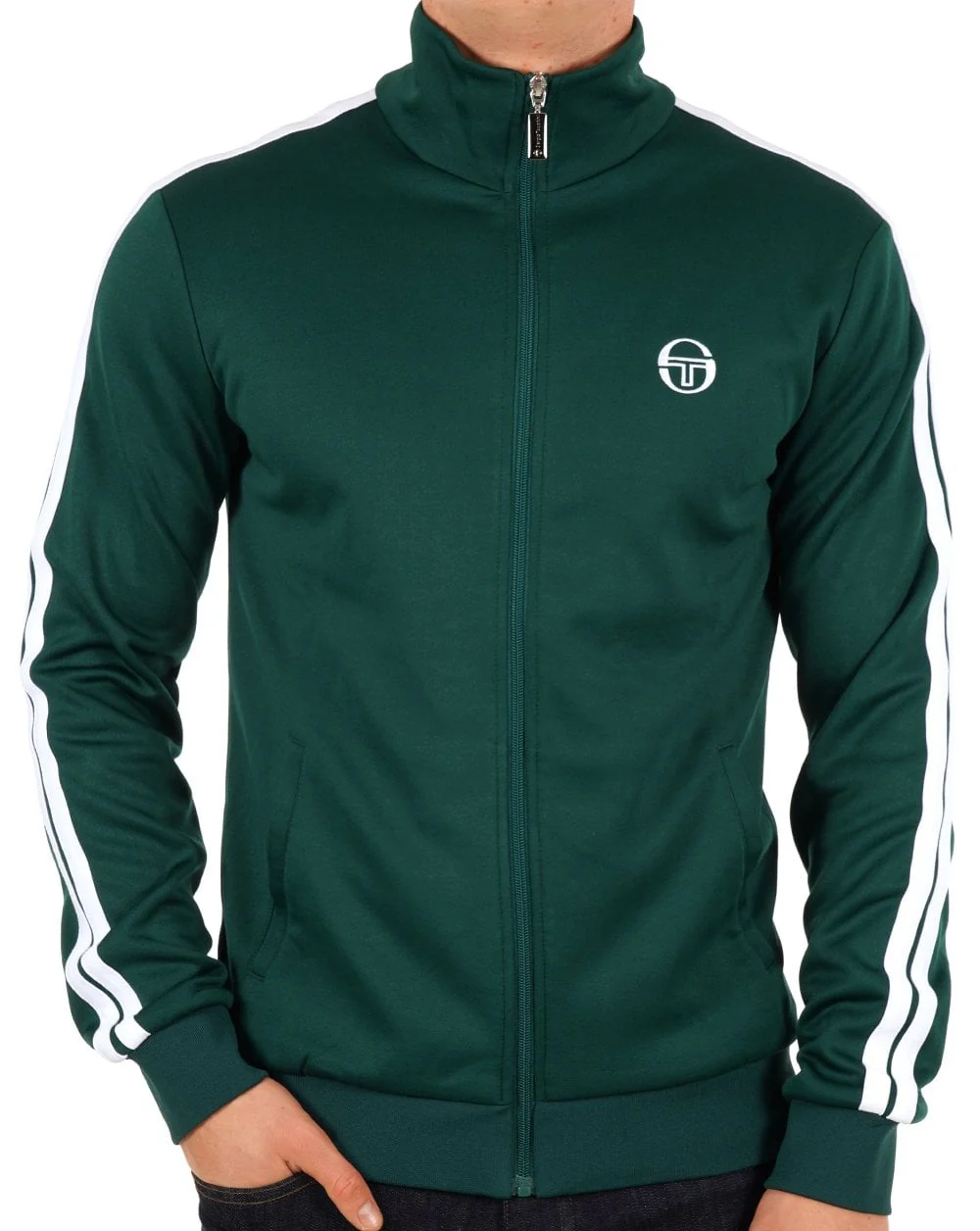 Sergio Tacchini 2 Stripe Track Top Green White - Image 2