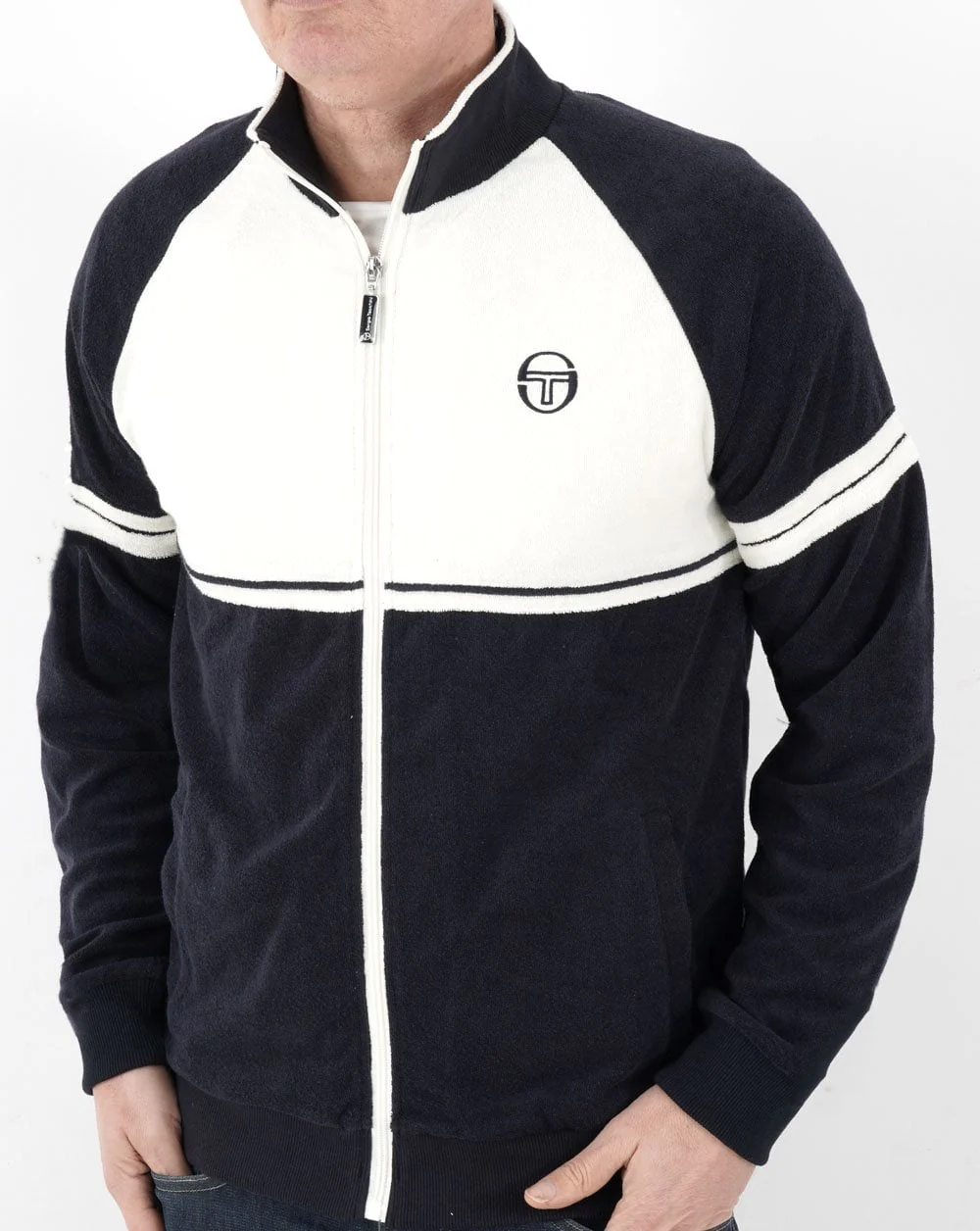 Sergio Tacchini Amancio Towelling Track Top Navy / White - Image 2