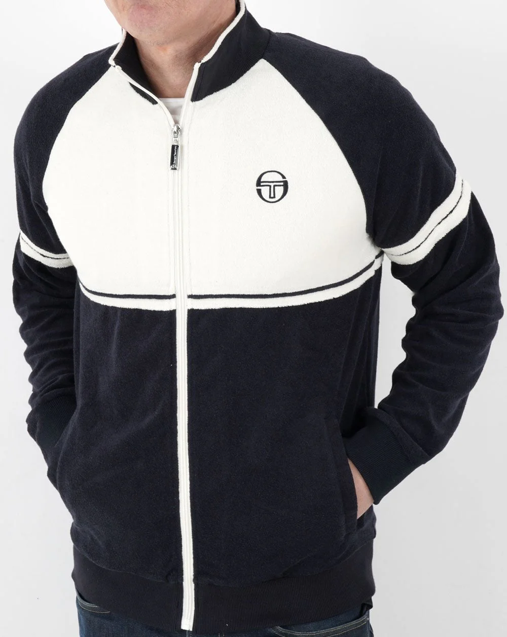 Sergio Tacchini Amancio Towelling Track Top Navy / White - Image 3
