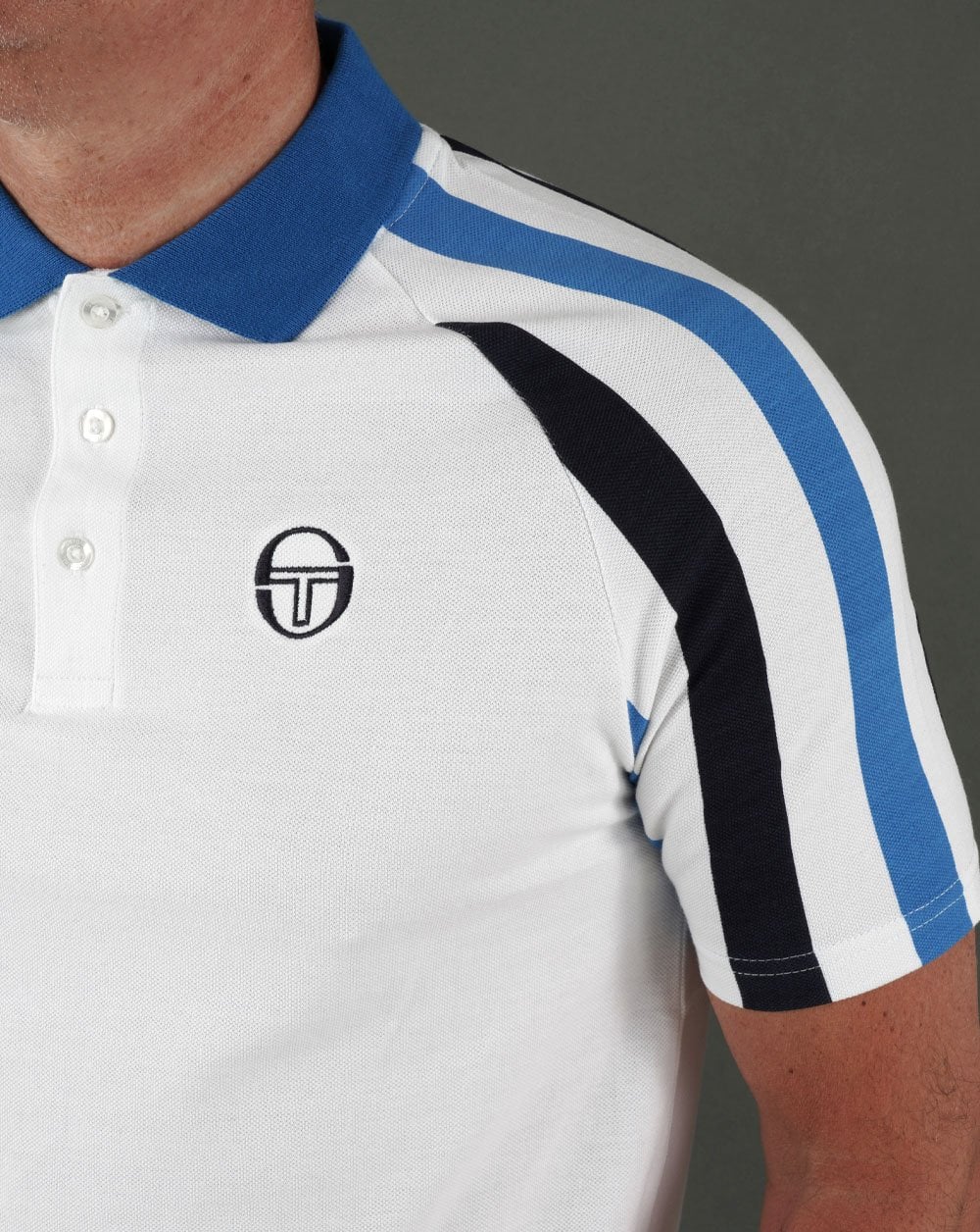 Sergio Tacchini Blow Polo Shirt White/Blue - Image 2