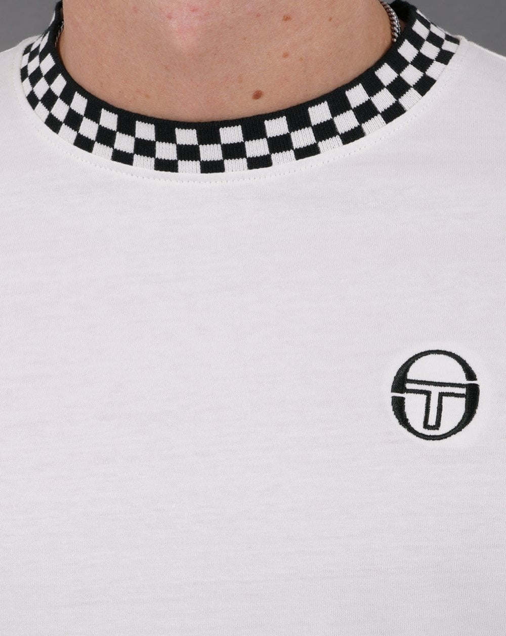 Sergio Tacchini check ringer  T Shirt off white - Image 2