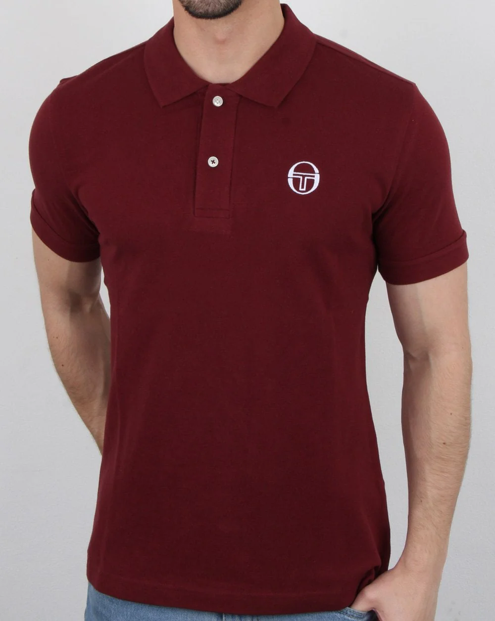 Sergio Tacchini Classic Polo Shirt Bordeaux/White - Image 2