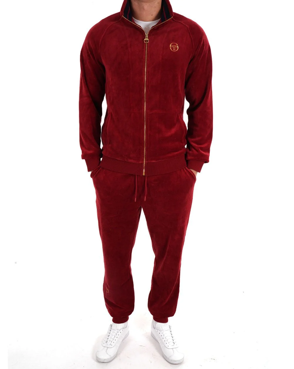 Sergio Tacchini Classic Velour Track Pants Deep Red - Image 2