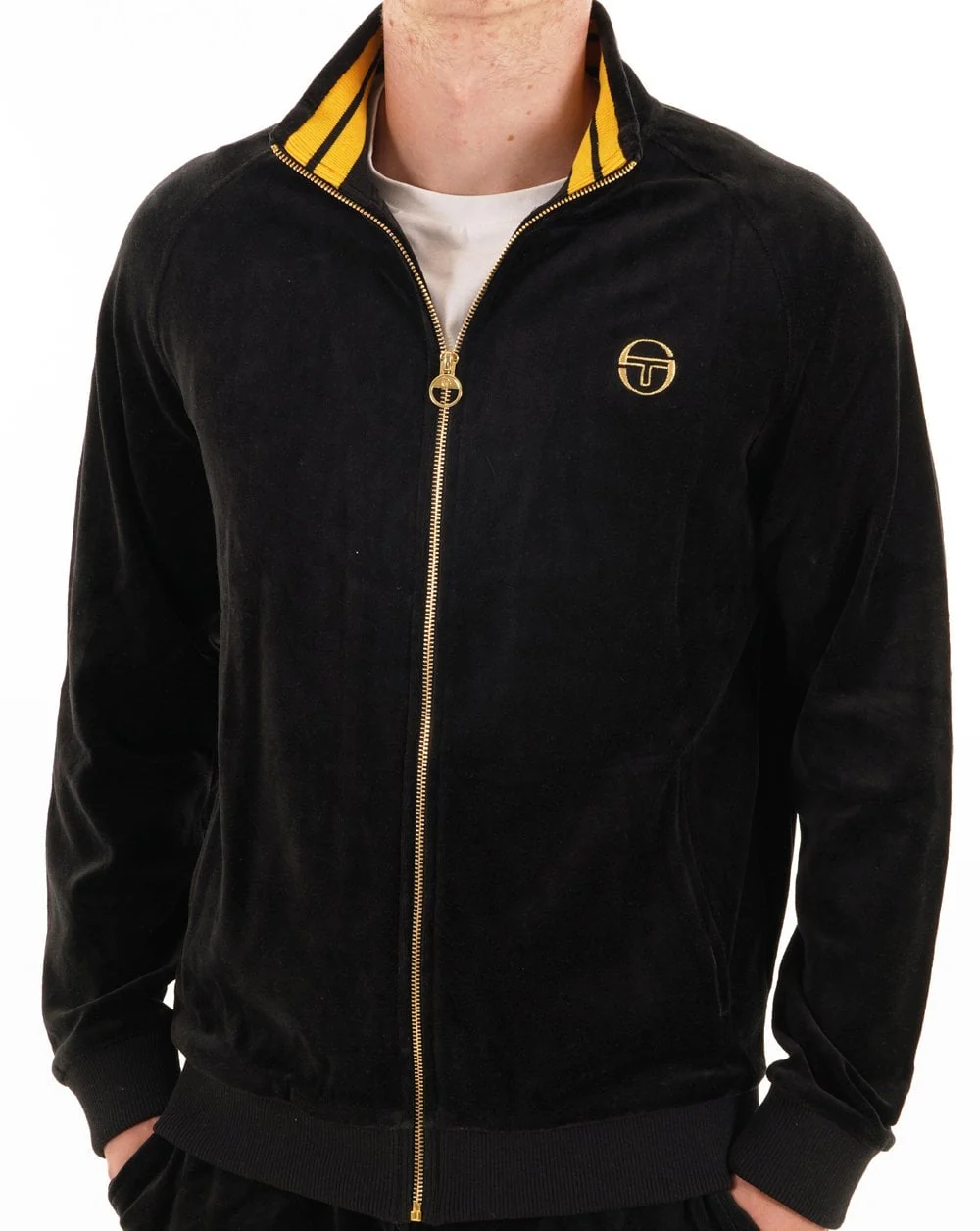 Sergio Tacchini Classic Velour Track Top Black - Image 2