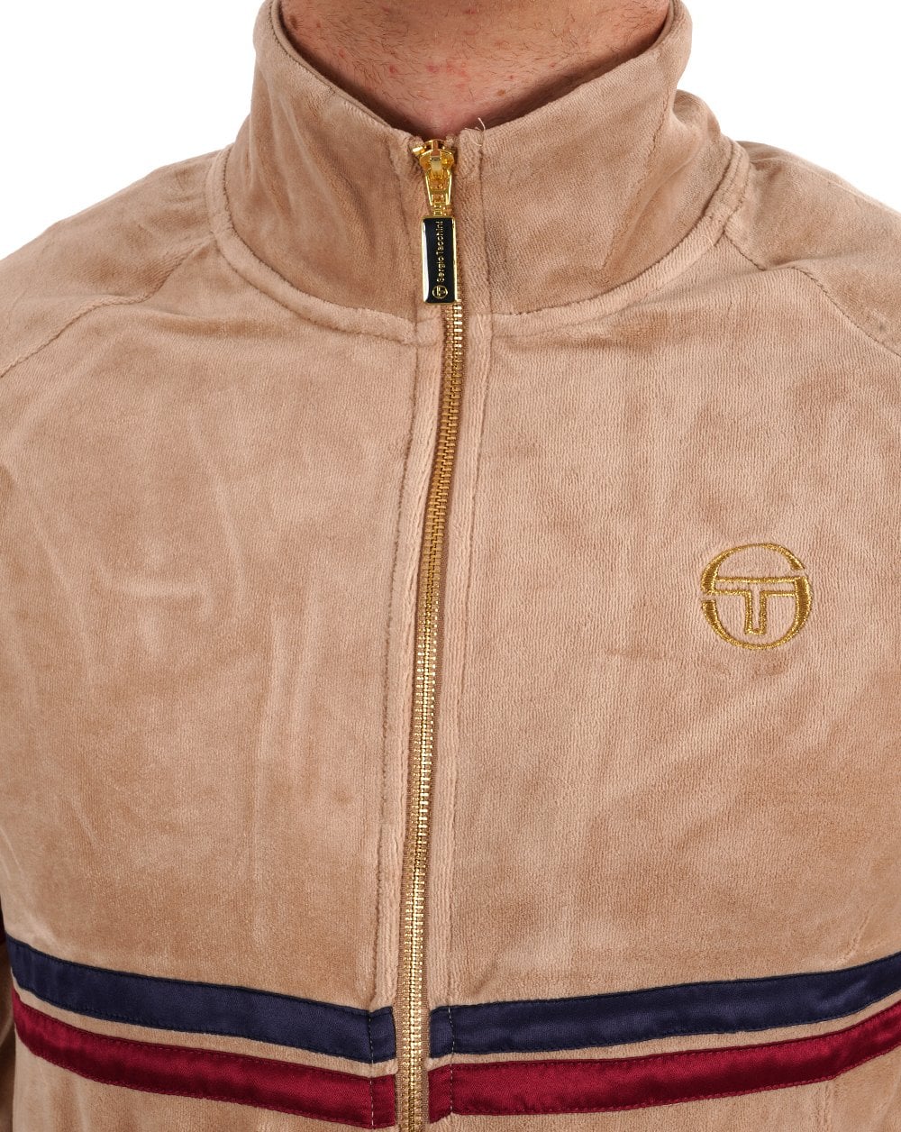 Sergio Tacchini Dallas Luxe Velour Track Top Stone - Image 3