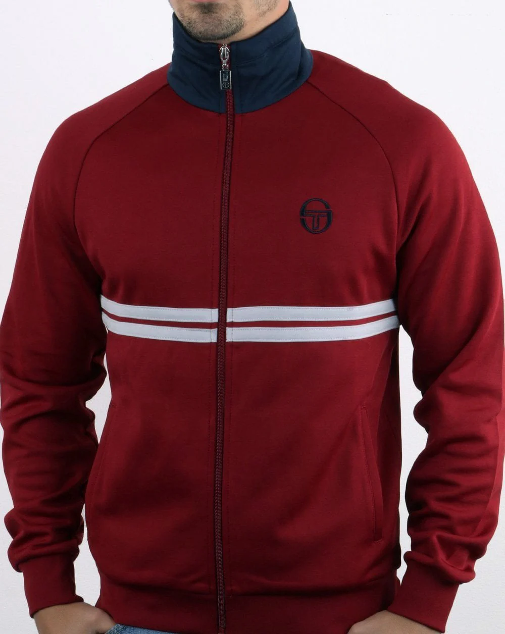 Sergio Tacchini Dallas Track Top Burgundy Red/Navy