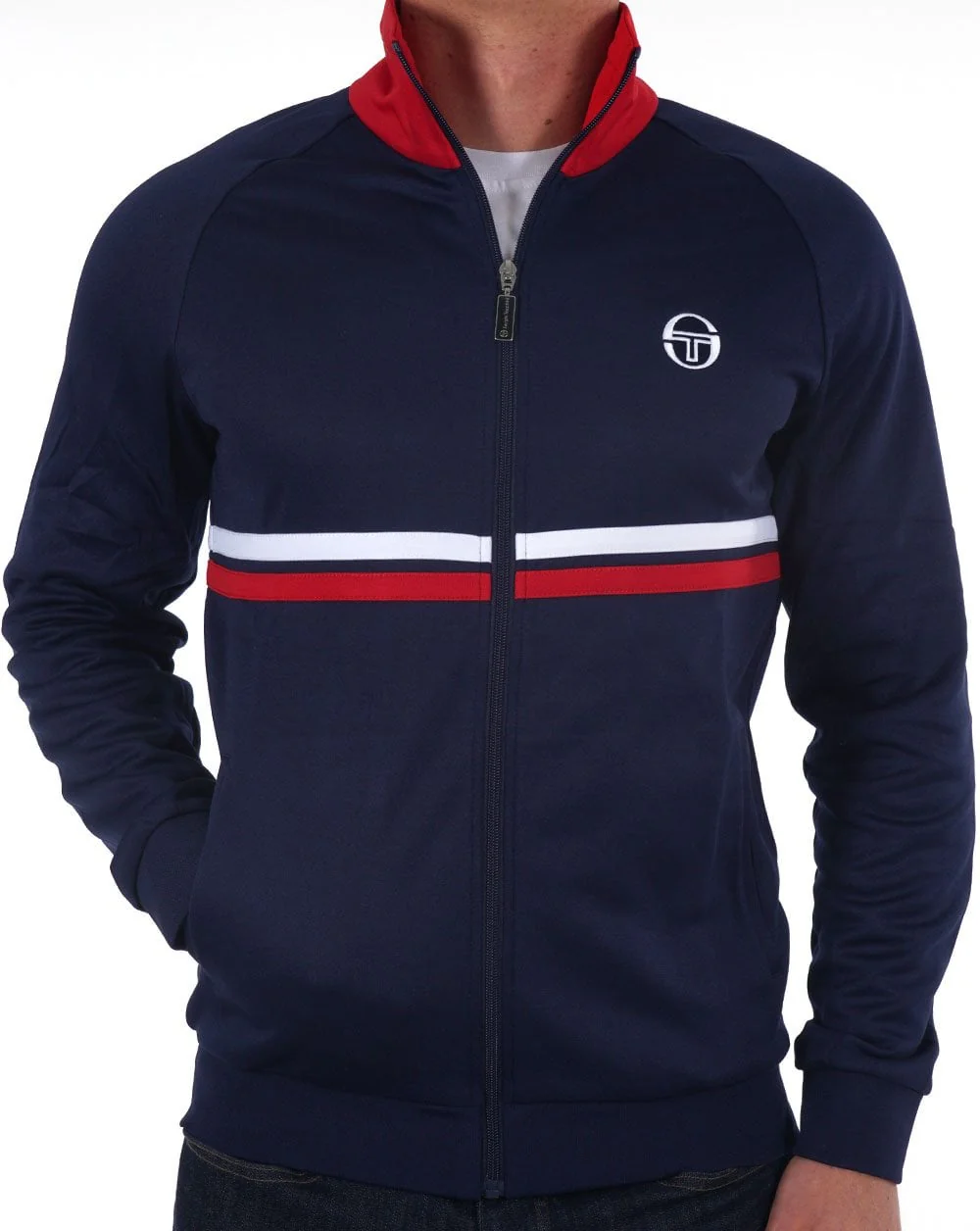 Sergio Tacchini Dallas Track Top Navy/Red Stripe - Image 4