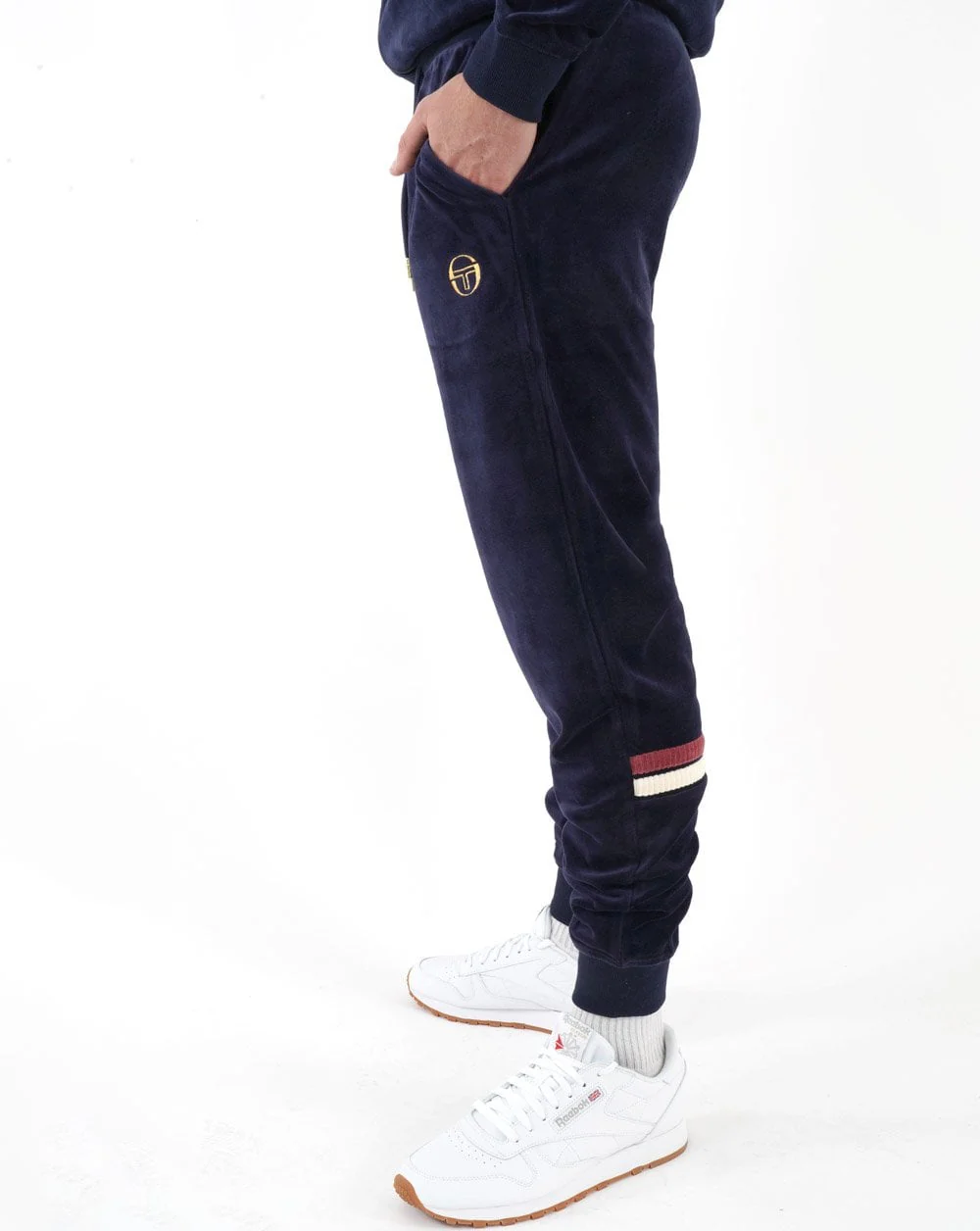 Sergio Tacchini Dallas Velour Track Pants Navy Blue - Image 2