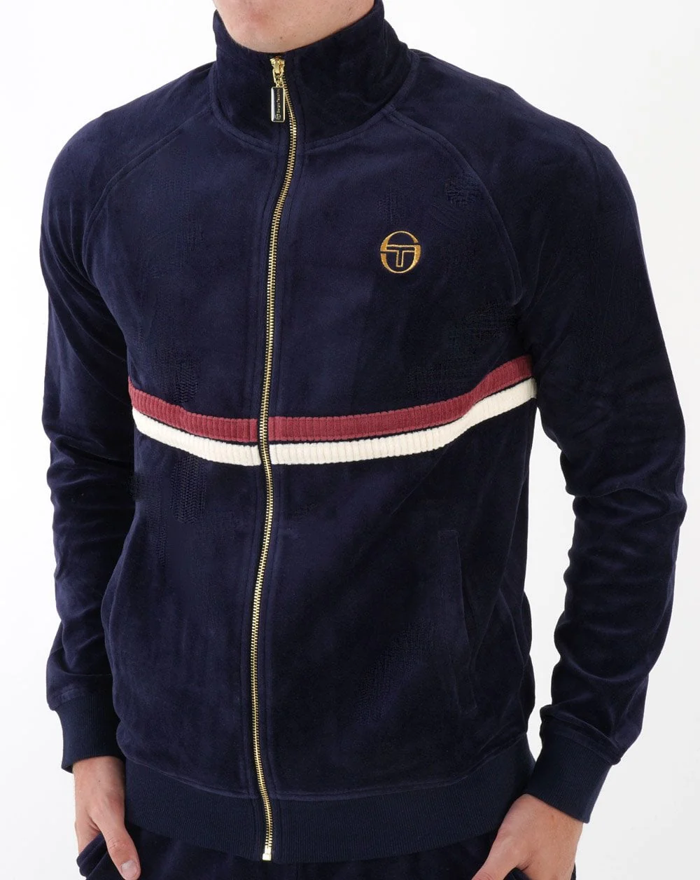 Sergio Tacchini Dallas Velour Track Top Navy Blue - Image 2