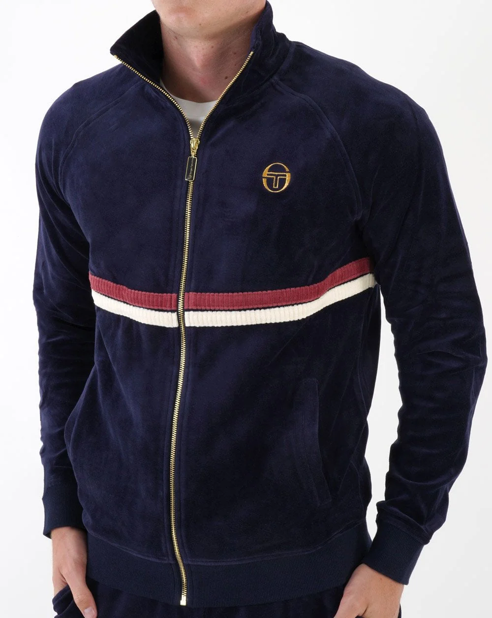 Sergio Tacchini Dallas Velour Track Top Navy Blue - Image 4