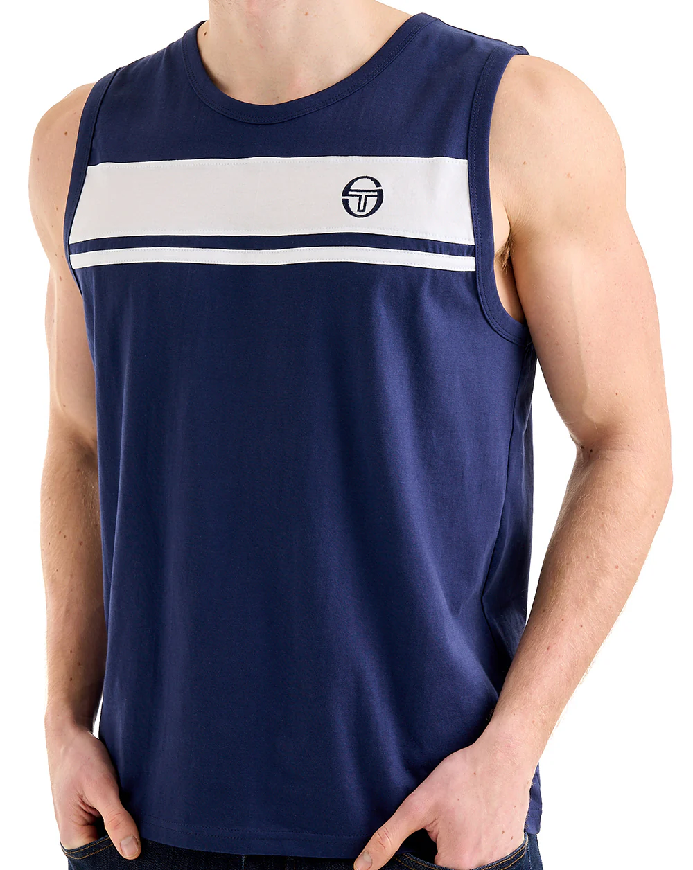 Sergio Tacchini Masters Vest Navy Blue/White - Image 2